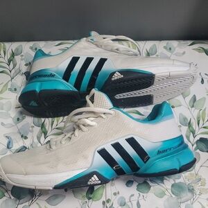 Adidas White and Blue Barricade Shoes